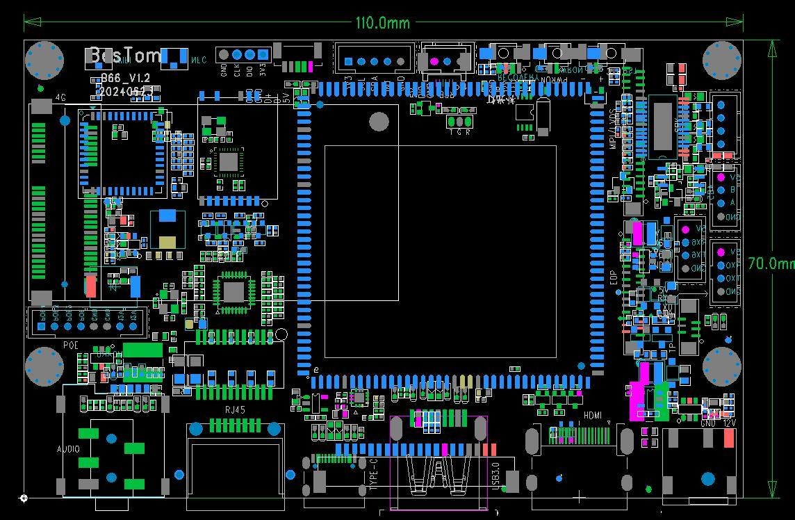 B66 mechanical outline 70x110mm